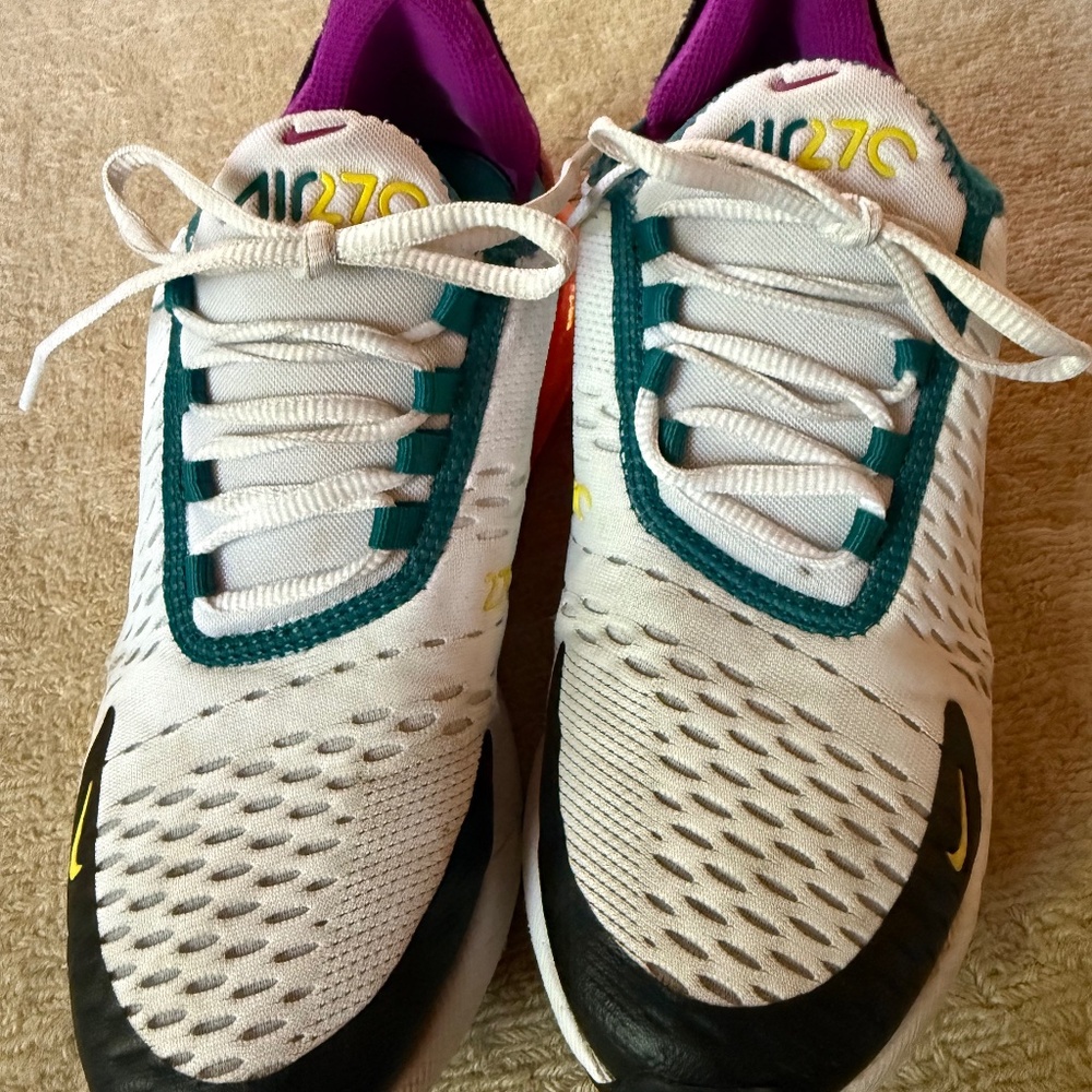 Nike Air Max 270 White/Orange/Purple FD0299-100 Youth Size 6.5Y Women's 8